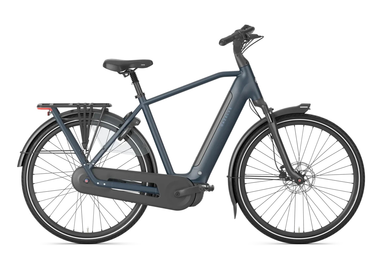 Gazelle grenoble c8 hmb 2027 heren blauw mat gazelle elektrische fietsen zijkant