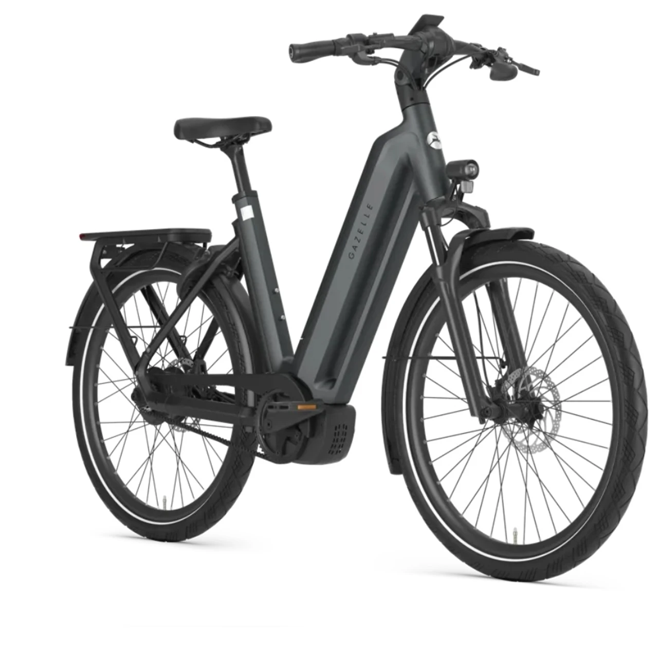 Gazelle eclipse c380 hmb 2027 dames grijs mat gazelle elektrische fietsen voorkant