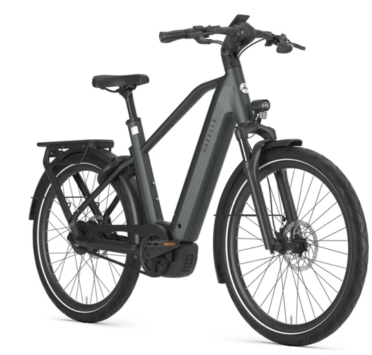 Gazelle eclipse c380 hmb 2027 heren grijs mat gazelle elektrische fietsen voorkant