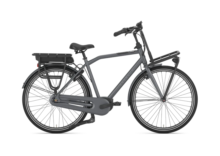 Gazelle heavyduty c7 plus hmb 2022 heren grijs mat gazelle elektische fietsen zijkant