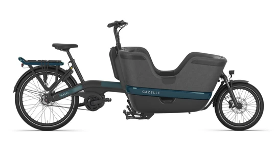 Gazelle makki urbanload 2026 blauw zwart lage instap gazelle elektrische bakfietsen