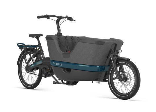 Gazelle makki urbanload 2026 blauw zwart lage instap gazelle elektrische bakfietsen